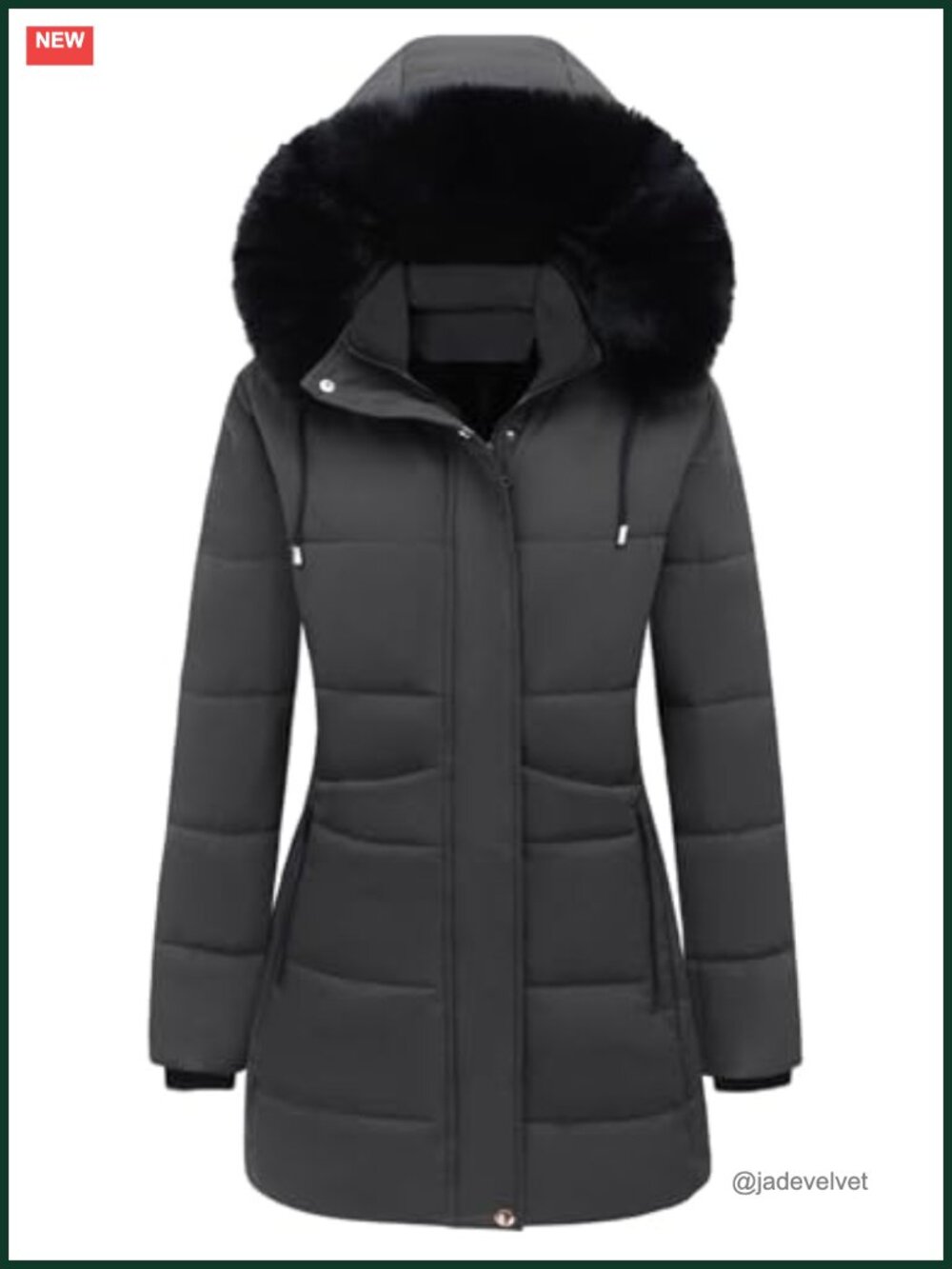 Womens Quilted Puffer Coat Long Parka Jacket Faux Fur Hood Winter